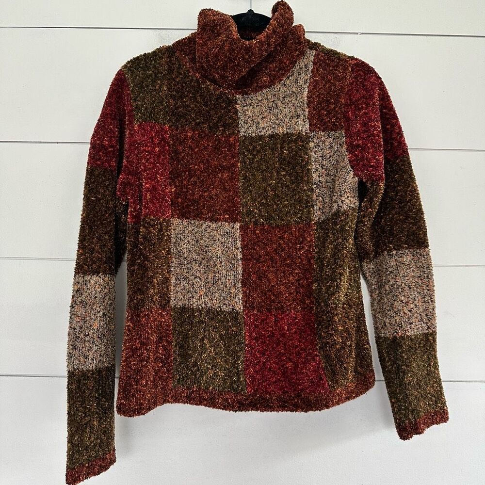 Vintage Dressbarn Women’s Medium Patchwork Turtleneck Sweater Acrylic